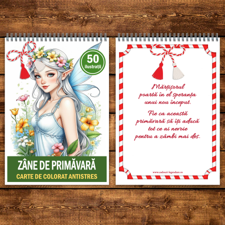 Martisor de colorat, 50 de ilustratii format A5, carte de colorat cu spira metalica, model: Zane de Primavara [2]