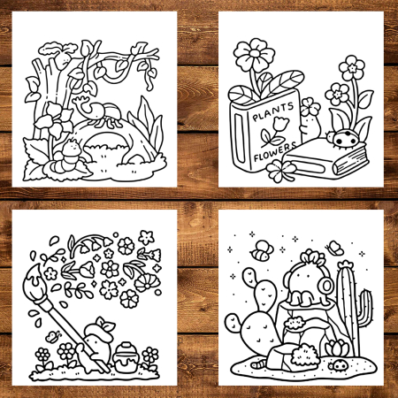 Martisor de colorat, 50 de ilustratii format A6 in cutie cu tematica de primavara, model: Into Gardens [3]