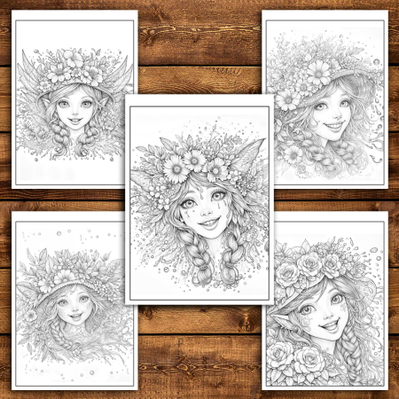 Martisor de colorat, 50 de ilustratii format A6 in cutie cu tematica de primavara, model: Portrete cu Zane [3]