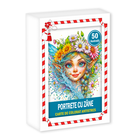 Martisoare in cutie - Martisor de colorat, 50 de ilustratii format A6 in cutie cu tematica de primavara, model: Portrete cu Zane