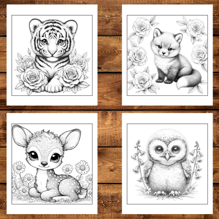 Martisor de colorat, 50 de ilustratii format A6 in cutie cu tematica de primavara, model: Puiuti Draguti [3]