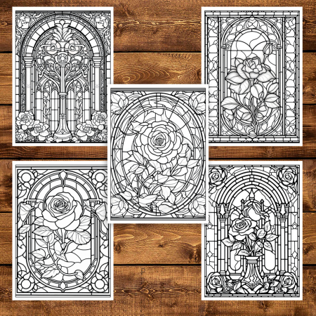 Martisor de colorat, 50 de ilustratii format A6 in cutie cu tematica de primavara, model: Vitralii Fermecatoare [4]