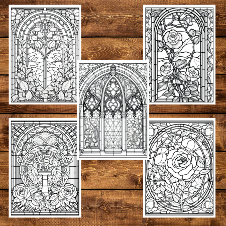 Martisor de colorat, 50 de ilustratii format A6 in cutie cu tematica de primavara, model: Vitralii Fermecatoare [3]