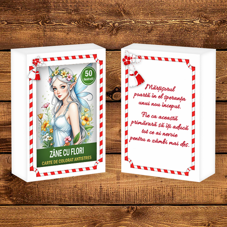 Martisor de colorat, 50 de ilustratii format A6 in cutie cu tematica de primavara, model: Zane de Primavara [1]