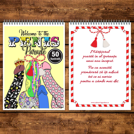 Martisor de colorat haios, 50 de ilustratii format A5, carte de colorat cu spira metalica, model: Parada P [2]