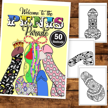 Martisor de colorat haios, 50 de ilustratii format A5, carte de colorat cu spira metalica, model: Parada P [1]