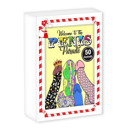 Martisoare in cutie - Martisor de colorat haios, 50 de ilustratii format A6 in cutie cu tematica de primavara, model: Parada P