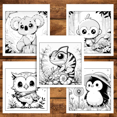 Martisor de colorat pentru copii, 30 de ilustratii format A6 in cutie cu tematica de primavara, model: Animalute Adorabile [2]