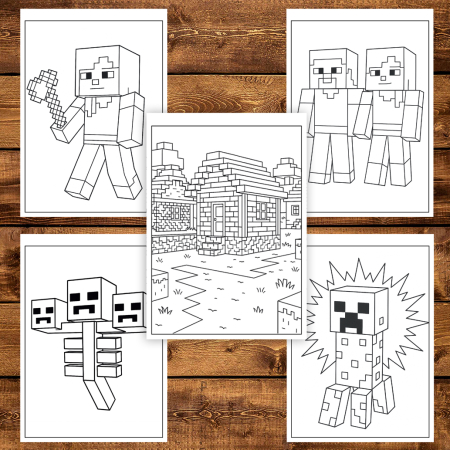 Martisor de colorat pentru copii, 40 de ilustratii format A5, carte de colorat cu spira metalica, model: Minecraft [4]