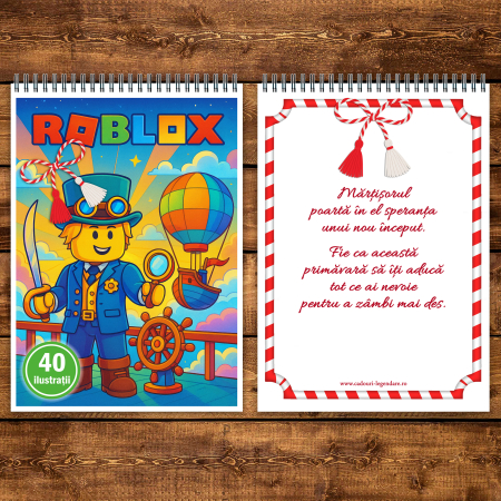 Martisor de colorat pentru copii, 40 de ilustratii format A5, carte de colorat cu spira metalica, model: Roblox [2]