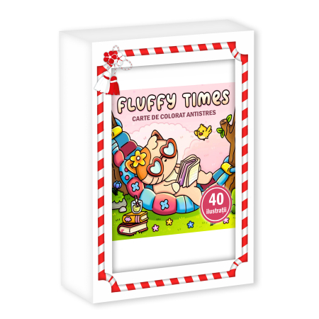 Martisoare in cutie - Martisor de colorat pentru copii, 40 de ilustratii format A6 in cutie cu tematica de primavara, model: Fluffy Times