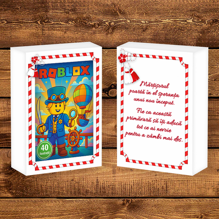 Martisor de colorat pentru copii, 40 de ilustratii format A6 in cutie cu tematica de primavara, model: Roblox [1]