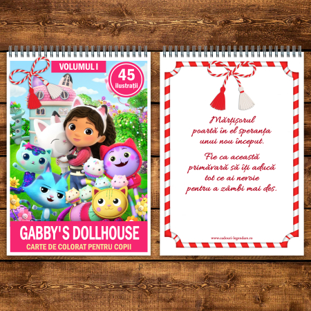 Martisor de colorat pentru copii, 45 de ilustratii format A5, carte de colorat cu spira metalica, model: Gabby's Dollhouse [2]
