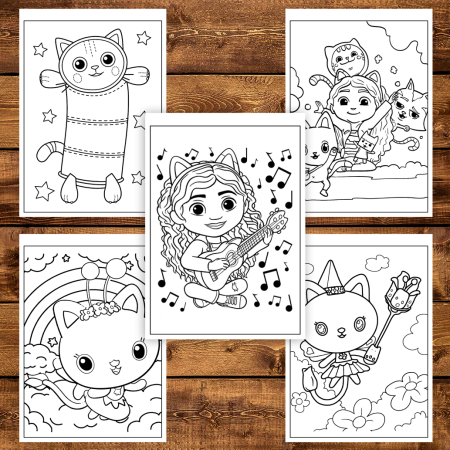 Martisor de colorat pentru copii, 45 de ilustratii format A6 in cutie cu tematica de primavara, model: Gabby's Dollhouse [2]