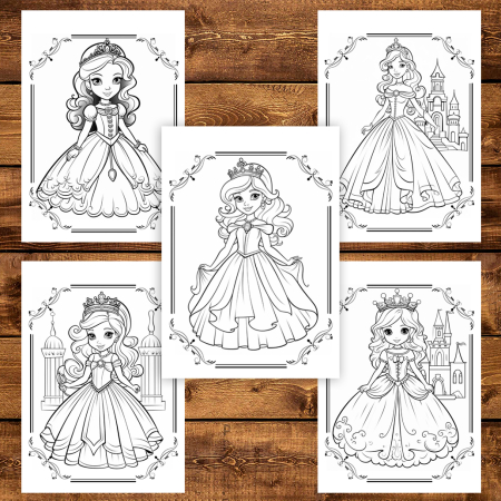 Martisor de colorat pentru copii, 48 de ilustratii format A5, carte de colorat cu spira metalica, model: Lumea Printeselor [3]