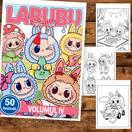 Martisor de colorat pentru copii, 50 de ilustratii format A5, carte de colorat cu spira metalica, model: Labubu [1]