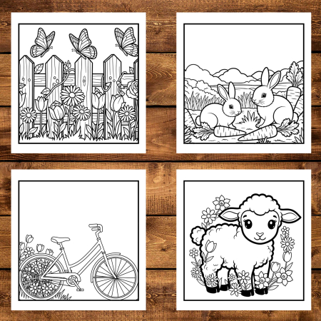 Martisor de colorat pentru copii, 50 de ilustratii format A5, carte de colorat cu spira metalica, model: O primavara colorata [3]