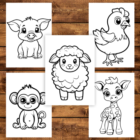 Martisor de colorat pentru copii, 50 de ilustratii format A6 in cutie cu tematica de primavara, model: Animalute Dragastoase [2]