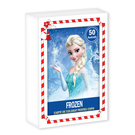 Martisoare in cutie - Martisor de colorat pentru copii, 50 de ilustratii format A6 in cutie cu tematica de primavara, model: Frozen