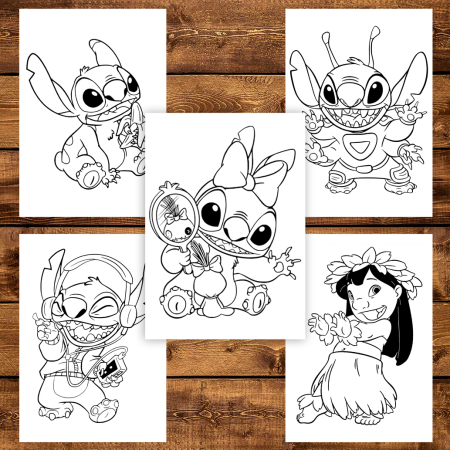 Martisor de colorat pentru copii, 50 de ilustratii format A6 in cutie cu tematica de primavara, model: Lilo & Stitch [3]