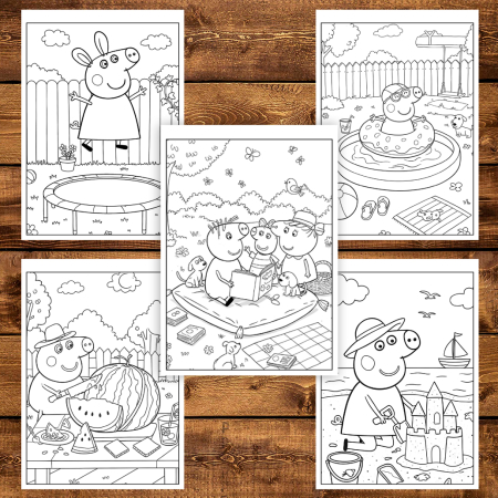 Martisor de colorat pentru copii, 50 de ilustratii format A6 in cutie cu tematica de primavara, model: Peppa Pig [3]