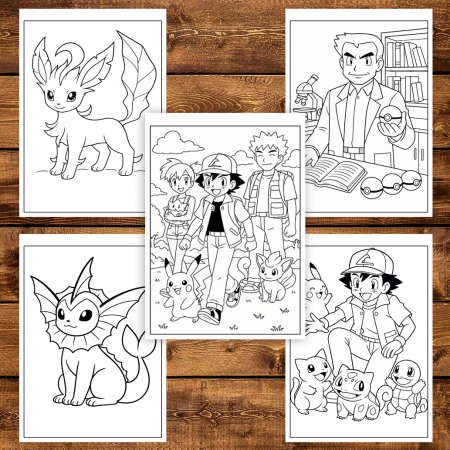 Martisor de colorat pentru copii, 50 de ilustratii format A6 in cutie cu tematica de primavara, model: Pokemon [3]