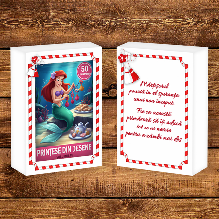 Martisor de colorat pentru copii, 50 de ilustratii format A6 in cutie cu tematica de primavara, model: Printese din Desene - Volumul VI [1]