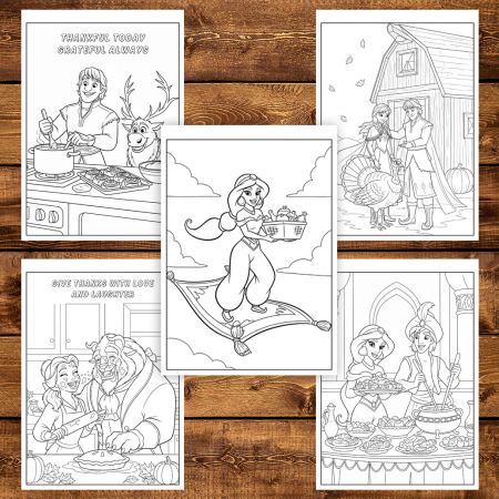 Martisor de colorat pentru copii, 50 de ilustratii format A6 in cutie cu tematica de primavara, model: Printese din Desene - Volumul VI [2]