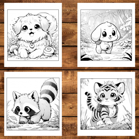 Mega cartea de colorat antistres , 100 de ilustratii Animalute Kawaii, 206 pagini [3]