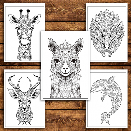 Mega cartea de colorat antistres , 100 de ilustratii cu Animale Mandala, 206 pagini [3]