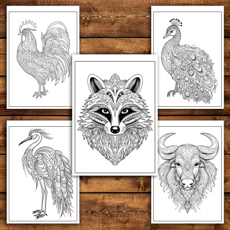 Mega cartea de colorat antistres , 100 de ilustratii cu Animale Mandala, 206 pagini [4]