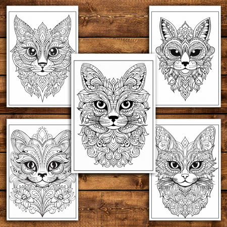 Mega cartea de colorat antistres , 100 de ilustratii cu Pisici Mandala, 206 pagini [4]