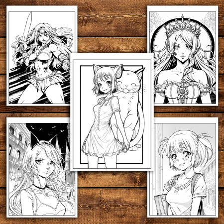 Mega cartea de colorat antistres , 100 de ilustratii Manga, 206 pagini [4]