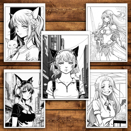Mega cartea de colorat antistres , 100 de ilustratii Manga, 206 pagini [3]