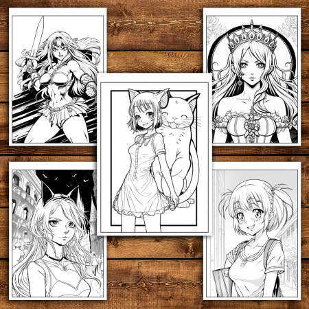 Mega cartea de colorat antistres , 100 de ilustratii Manga, 206 pagini [4]