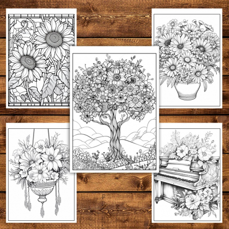 Mega cartea de colorat pentru relaxare si antistres, un mix de 100 de ilustratii, Editia Florala, 206 pagini [5]