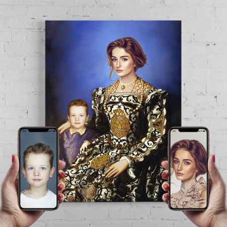 Portrete Legendare - Portret personalizat - 2 persoane - Familie nobila