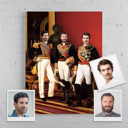 Portrete Legendare - Portret personalizat - 3 persoane - Cavaleri la bal
