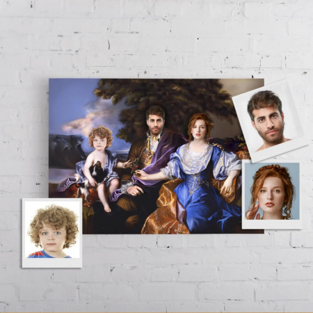 Portrete Legendare - Portret personalizat - 3 persoane - Familie nobila