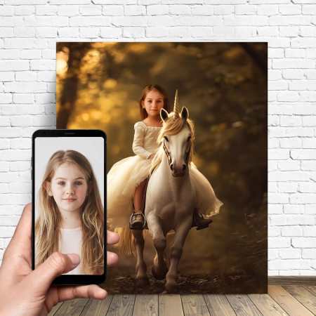 Portrete cu copii - Portret personalizat - Printesa pe Unicorn