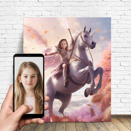 Portrete cu copii - Portret personalizat - Printesa pe Unicorn