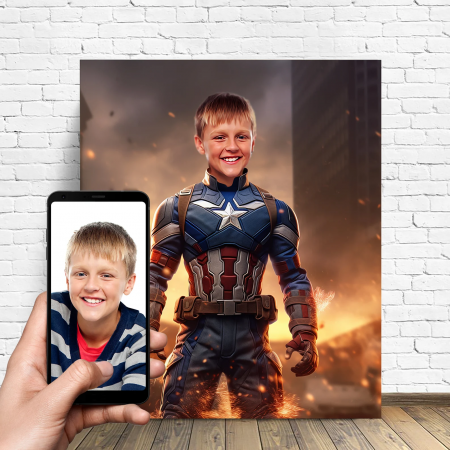 Portrete cu copii - Portret personalizat - Captain America