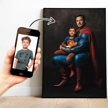 Portrete cupluri si familie - Portret personalizat - Supereroi - Tata si fiu