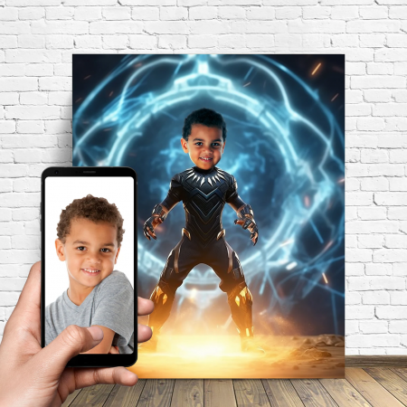 Portrete cu copii - Portret personalizat - Black Panther