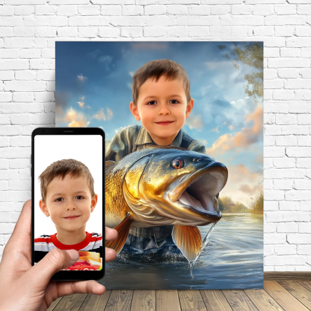 Portrete cu copii - Portret personalizat - Baietelul Pescar