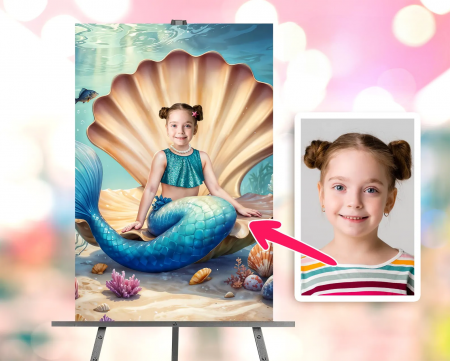 Portrete cu fete - Portret personalizat - Mica Sirena
