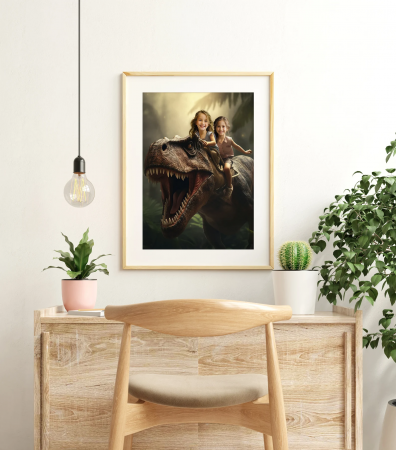 Portret personalizat - Copii pe Dinozaur [2]