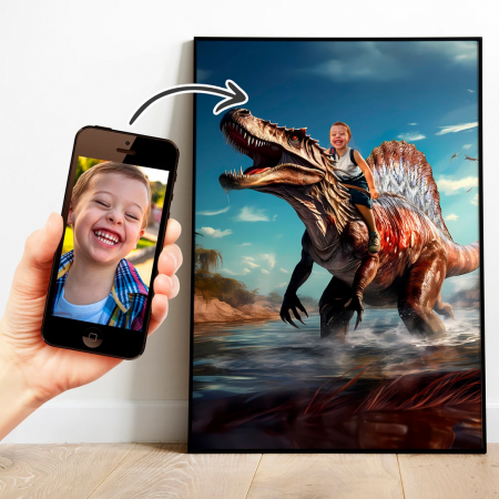 Portrete cu copii - Portret personalizat - Baiat pe Spinozaur