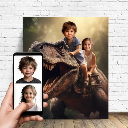 Portrete cu baieti - Portret personalizat - Copii pe T-Rex