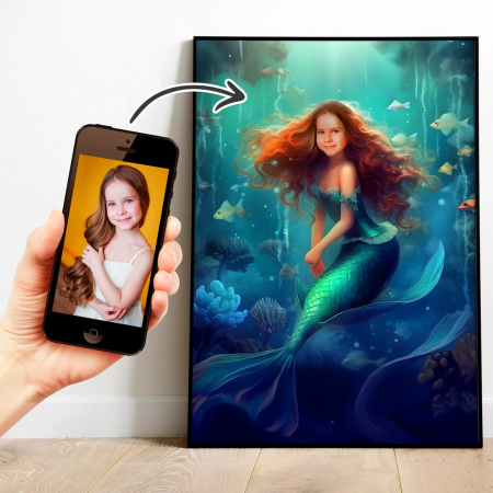 Portrete cu fete - Portret personalizat - Mica Sirena